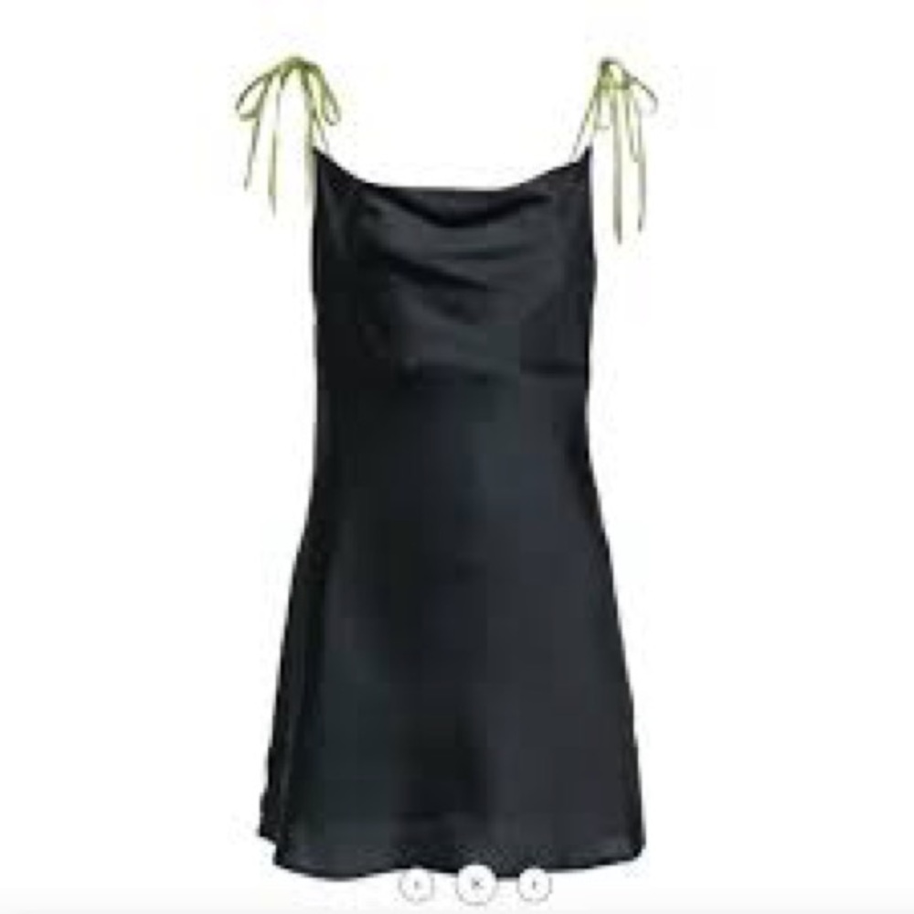 Apparis Black Cowl Neck Mini Dress with Lime Straps